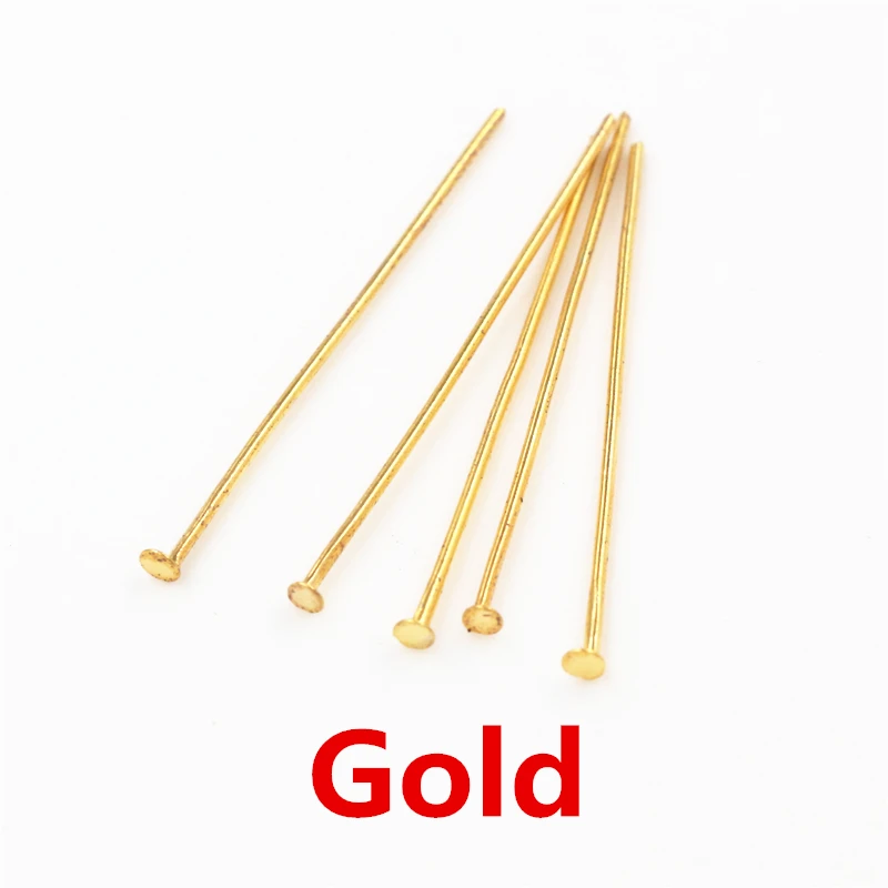 200pcs/Lot 16 20 25 30 35 40 45 50mm Flat Head Pins Gold/Silver color/Rhodium Headpins For Jewelry Findings Making DIY Supplies 
