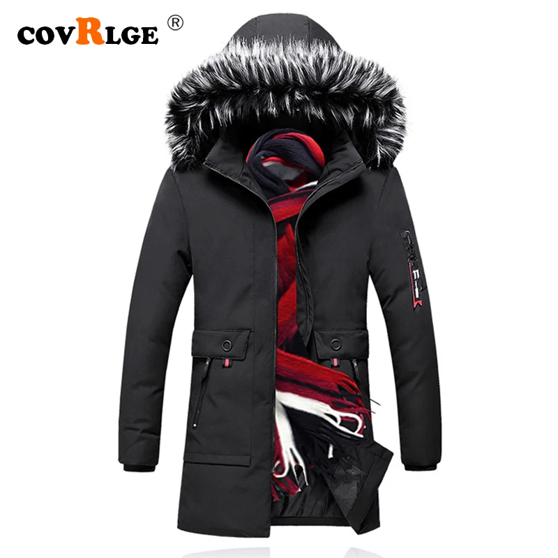 

Covrlge Winter Jacket Men Brand Clothing Fashion Casual Slim Thick Warm Mens Coats Parkas With Hooded Long Overcoats Male MWM087