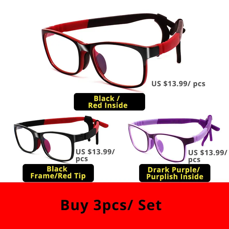 VANLOOK, прозрачные детские компьютерные очки для детей, анти-голубые очки, оправа для очков, Oculos De Grau, модные силиконовые очки - Цвет оправы: 3RedBlackPurple