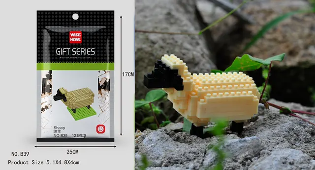 Mini Building Blocks 3D Animal  Diamond Model Micro Bricks Dog Cat Bird Moose Wolf Panda Macaw Toys For Children Birthday Gifts B39