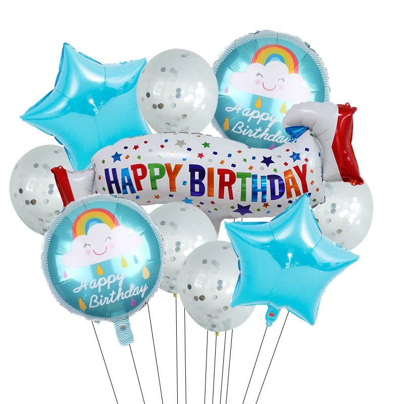 HAPPY 1ST BIRTHDAY THEME FOIL HELIUM LATEX BALLOONS High Quality Party Baloons 