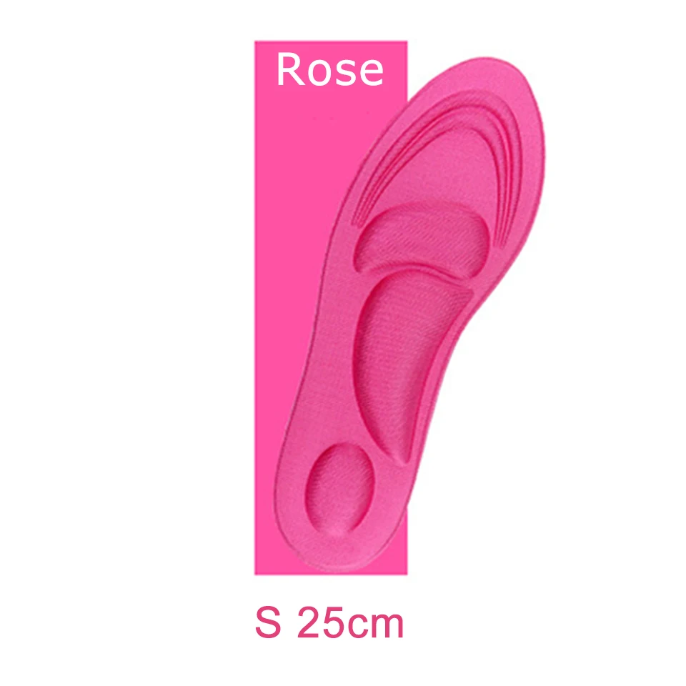 Rose red S- 25cm 4D растягивающиеся дышащие дезодорирующие стельки для бега, стельки для ног, мужские и женские стельки для обуви, ортопедическая прокладка с эффектом памяти - Цвет: Rose red S- 25cm