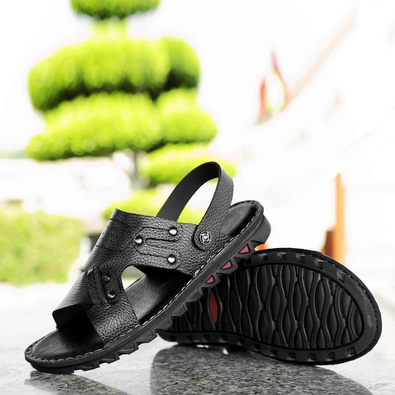 2019 men 39 s sandals casual leather big size 47 summer beach outdoor