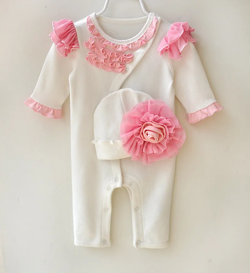 Spring and autumn baby clothes girl cotton pajama romper Newborn Knitting Romper Hooded 