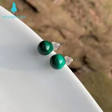

100% Genuine Natural Malachite 925 Sterling Silver Stud Earrings Stud Earrings for women Jewelry Gift