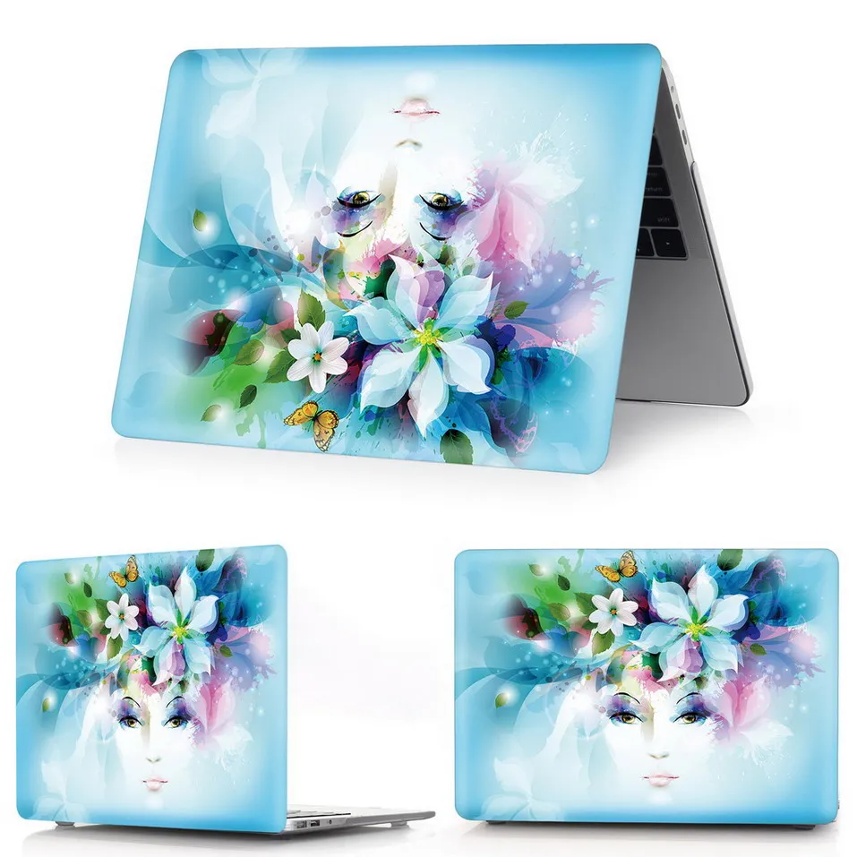 Чехол для ноутбука с принтом для MacBook Air Pro retina 11 12 13 15 для Mac New Pro 13,3 15,4 дюймов с сенсорной панелью+ чехол для клавиатуры - Цвет: hua-hui-nv-hai