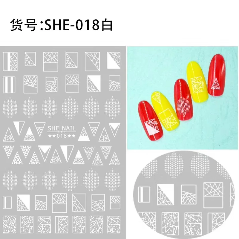 Новейшая L-J18 графика 3d дизайн ногтей Наклейка для ногтей штамповка экспорт из Японии Дизайн Стразы украшения - Цвет: SHE-018W