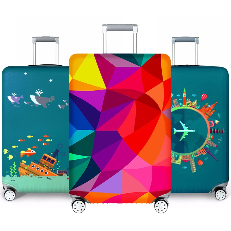 Thick Elastic Geometric Luggage Protective Cover Men's Women's Case Suitcase Trolley Baggage Travel Bag Cover