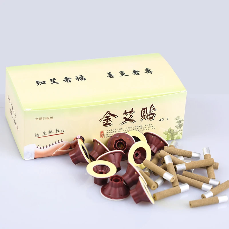 50Pcs Moxibustion Tube Paste Moxa Self-stick Mugwort Candle Therapy Heating Acupunture Meridian Massage Warm Body Massager