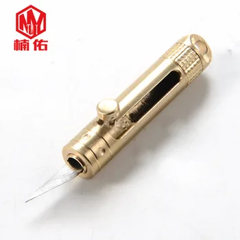 

1PC EDC Portable Keychain Tool Pendant Bolt Spring Brass Mini Knife Utility Knife Unpacking Unboxing Knife