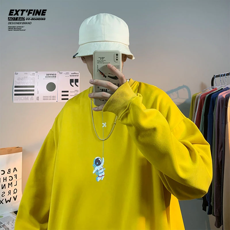ExtFine толстовки с принтом космонавта флисовые мужские теплые оверсайз женские