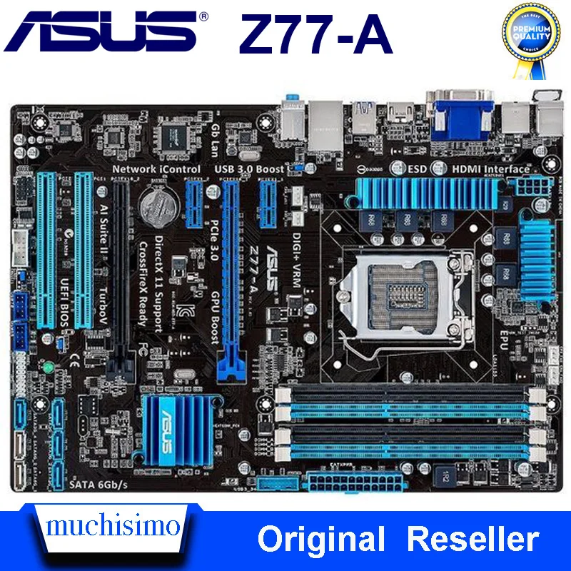 LGA 1155 Asus Z77-A Motherboard DDR3 PCI-E 3.0 32GB DVI VGA i7 i5 i3 CrossFireX Desktop Intel Z77 Gaming Placa-Mãe ATX | Компьютеры и
