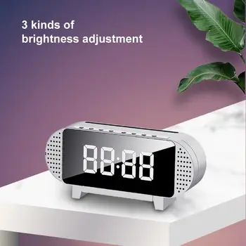 

Mirror LED Alarm Clock Multi FM Radio Wireless Bluetooth Music Player Electronic Digital Table Clock with Dual Alarm Mode gift