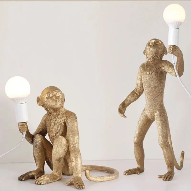 Пеньковая веревка Смола лампа в форме обезьяны селетти лампа в форме обезьяны современный светильник домашний Декор лампа в форме обезьяны Веревка черный/белый Обезьяна подвесные светильники