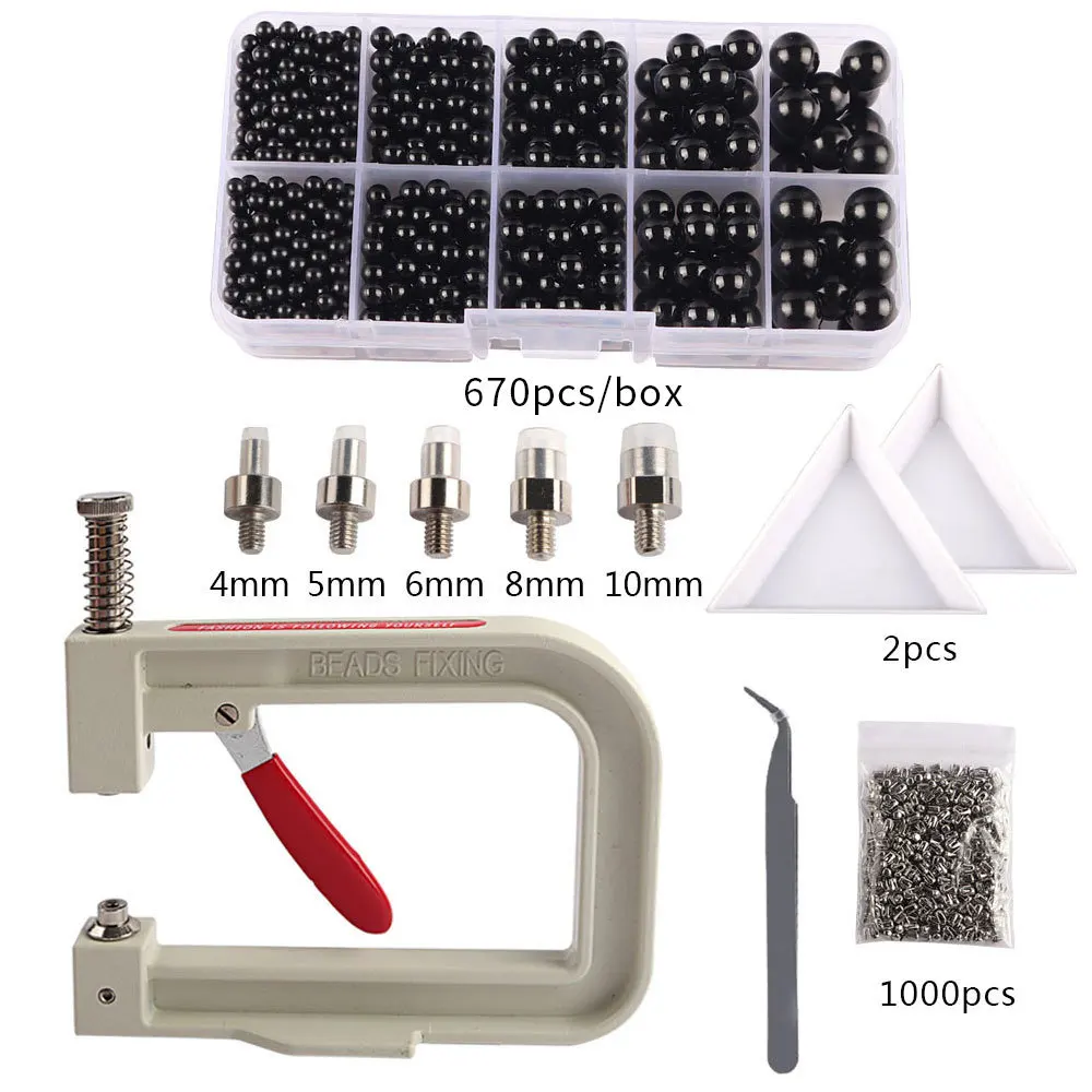 Imitation ABS Pearl Bead Nailing Hole Free Ball Claw Nail Set DIY Portable Handmade Press Manual Drilling Machine For Clothes