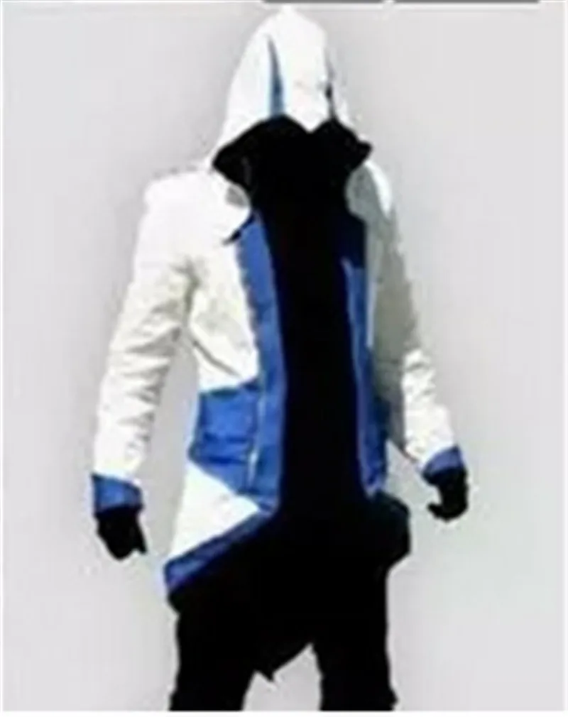 Assassin's Creed Косплэй куртка Connor костюм на Хэллоуин - Цвет: White and blue
