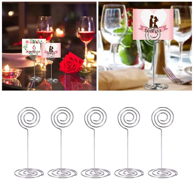 10pcs Place Card Holder Round Shape Wedding Party Favor Clips(Silver