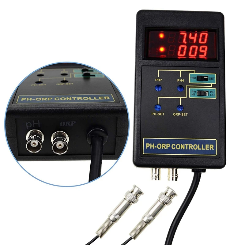 2 in 1 Digital PH& ORP Redox Controller with Separate Relays Repleaceable Electrode BNC Type Probe Water Quality Monitor Tester