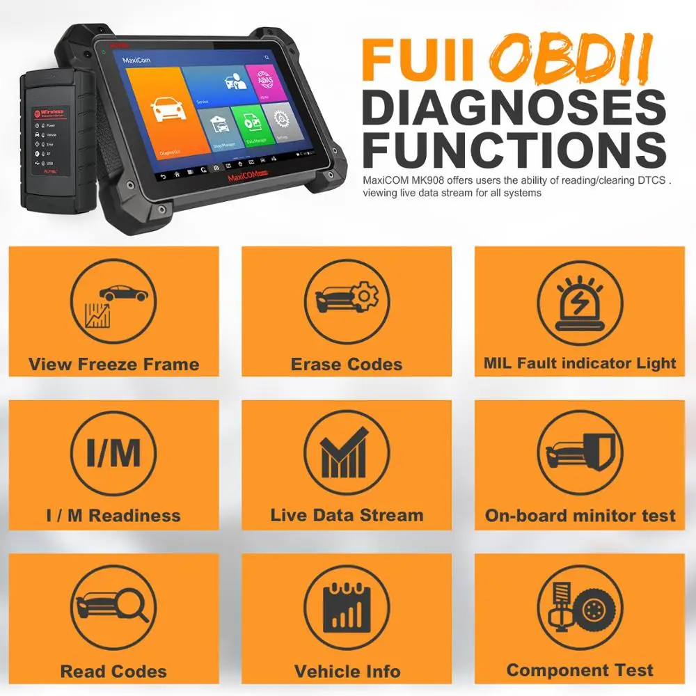 Autel MaxiCOM MK908 код ридер автомобильный диагностический инструмент OBD2 сканер Ferramentas Automotivas Para Carros Авто сканер