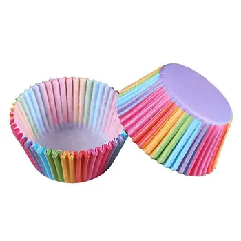 

200 x Rainbow Cupcake Cases Cake Baking Muffin Dessert Wedding Party