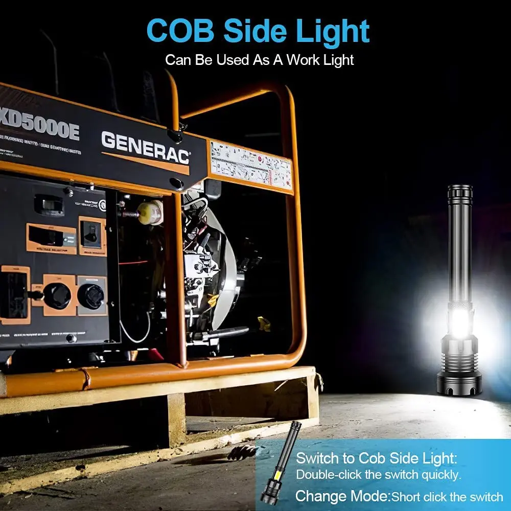 Rechargeable Flashlight 90000 Lumens Led Flashlight Upgraded P70 7 Modes Lighting Zoomable for Outdoor Emergency