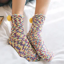 Модные женские хлопковые носки; креативные зимние мягкие теплые носки; удобные разноцветные мягкие плюшевые носки с помпонами; милые эластичные носки; meias