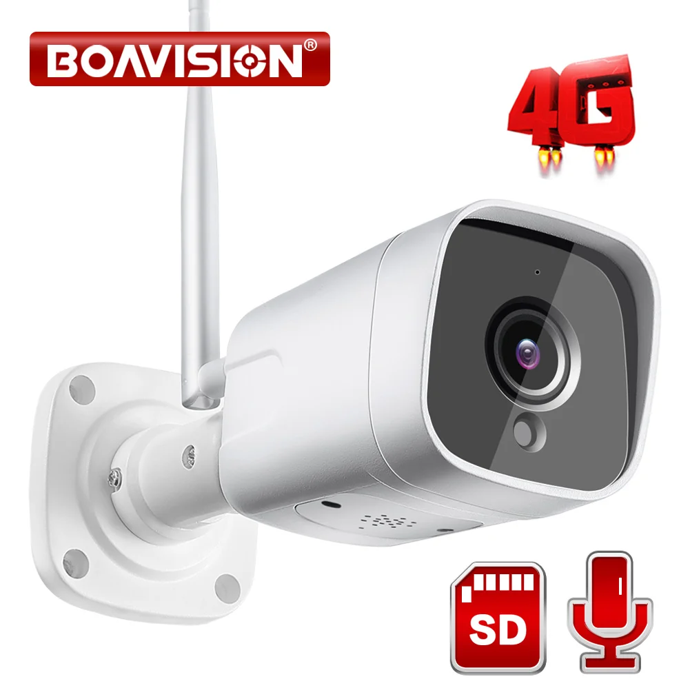 4G SIM Card Camera HD 1080P 5MP Wireless Outdoor Bullet Security Camera CCTV Audio 20M IR Two Way Audio Trigger Sound Alarm