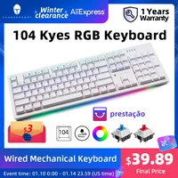 KG3104 tastiera meccanica RGB tastiera da gioco USB cablata 104 tasti Gamer interruttore blu interruttore rosso tastiera bianca tastiere da gioco