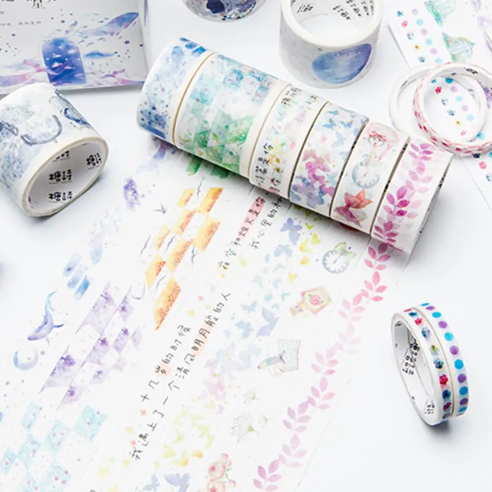 Stickers 8Pcs Cut Cartoon DIY Adhesive Masking Washi Tape Scrapbooking Diary Decoration New | Канцтовары для офиса и дома