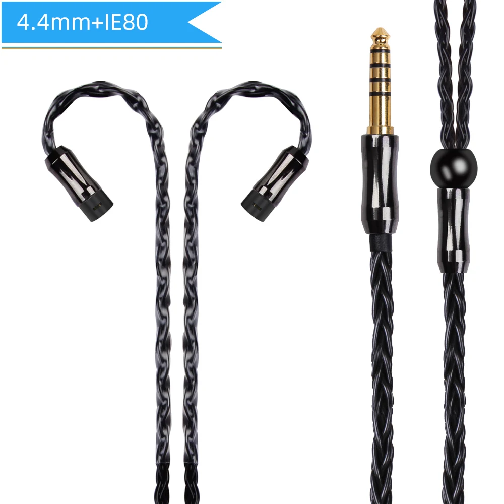 4.4mm IE80 Black FDBRO 8 ядро 6N монокристаллической Медь посеребренный кабель 2,5/3,5/4,4 мм балансный кабель с A2DC IE80 IM для IM50 IM70 IE80s A5 - Цвет: 4.4mm IE80 Black