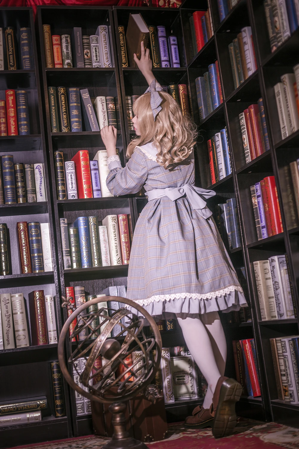 Librarian~ классическое платье с длинными рукавами для девочек вечерние платья в клетку