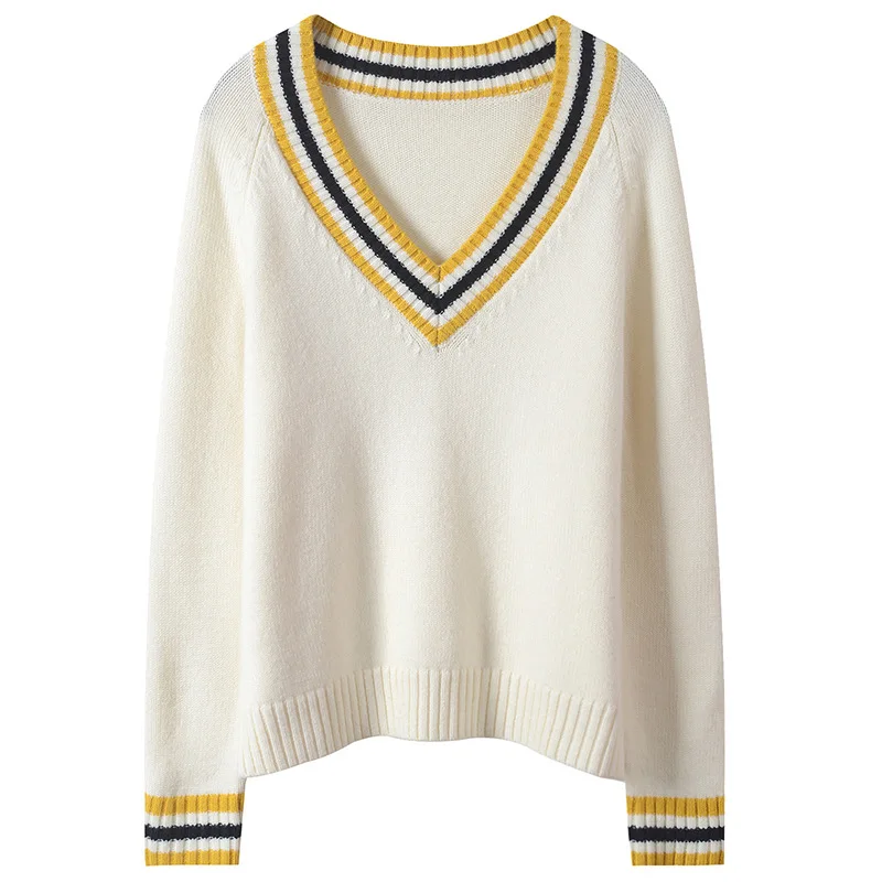 

Sweet Striped Sweater Femme Autumn Winter Cute Loose Jumper Women Sweater Pullovers Knit Tops Runway Design