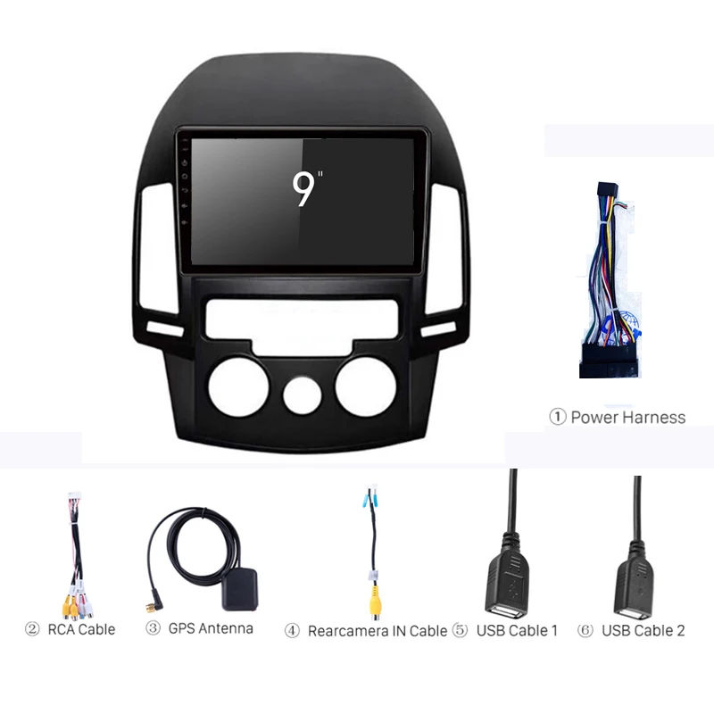 Двойной din Android 9,0 для hyundai I30 2007 2008 2009 2010 2011 Мультимедиа стерео радио gps навигатор плеер сенсорный экран