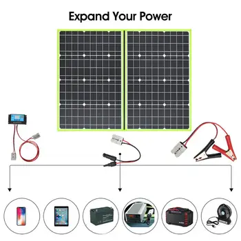 

Solar Panel Charger 40W 100w 200W 12v 18v 5v 60W Portable Power and USB Devices, QC3.0 USB Ports for Battery Charge