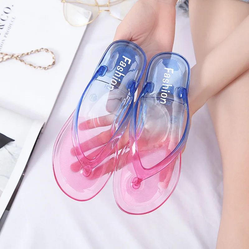 

2020 Summer Slippers Women Fashion Flip Flops Beach flat Sandals Ladies Handmade Jelly Shoes Mujer Shoes