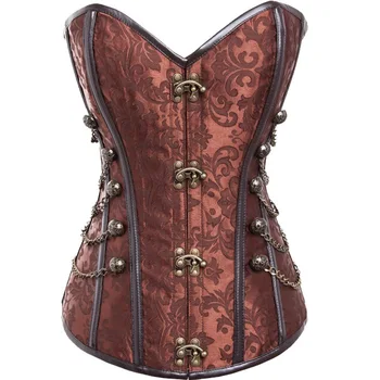 

Gothic Dark Corset Dark Brown Retro Steel Ribs European and American Sexy Court Corset XL Steel Corset Tailored Waist Corsets