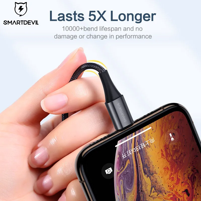 USB кабель SmartDevil MFi для iPhone 12 Pro Xs Max 7 8 Plus быстрая зарядка Apple Lightning передачи данных