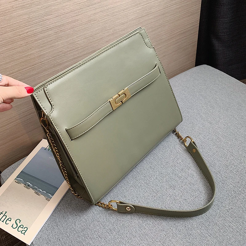 

Burminsa Autumn Chain Shoulder Bags For Women Large Capacity Unique Design Lock Luxury High Quality Ladies Messenger Bags 2019