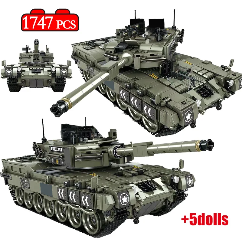 

1747 Pcs Leopard 2 Main Battle Tank Model Building Blocks Military WW2 Army Soldier Bicks Toys For Kid Boys
