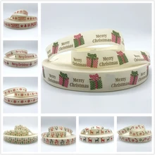5 yards/Lot 15mm 25mm De Noël Ruban de Coton À La Main Imprimé Rubans En Coton Pour La Décoration De Noël bricolage Tissu À Coudre(China)