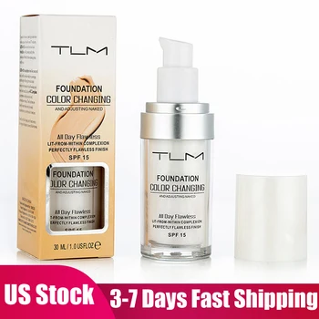 

30ml Color Changing Liquid Foundation Face Makeup Base Warm Skin Tone Nude SPF 15 Face Moisturizing Liquid Cover Concealer Tools
