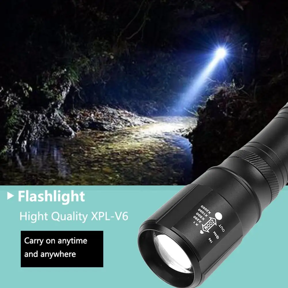 Super Bright Tactical Lamp Rechargeable Torch 18650/AAA 5 Modes With Rope Torch Lamp Waterproof Torch Flashlight With Rope