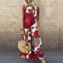  Bohemian Floral Dress Women's Summer Sundress 2022 ZANZEA Sleeveless Tank Vestidos Female Printed Maxi Vestidos Sarafans Robe 