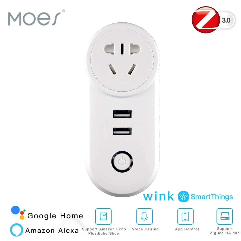 CN ZigBee3.0 двойной USB беспроводной разъем SmartThings приложение дистанционное
