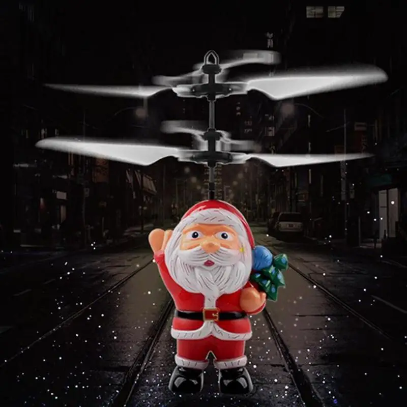 Hand Induction LED Flying Helicopter Aircraft Old Man Flashing Children Toy Gift Early Education Intelligence Development