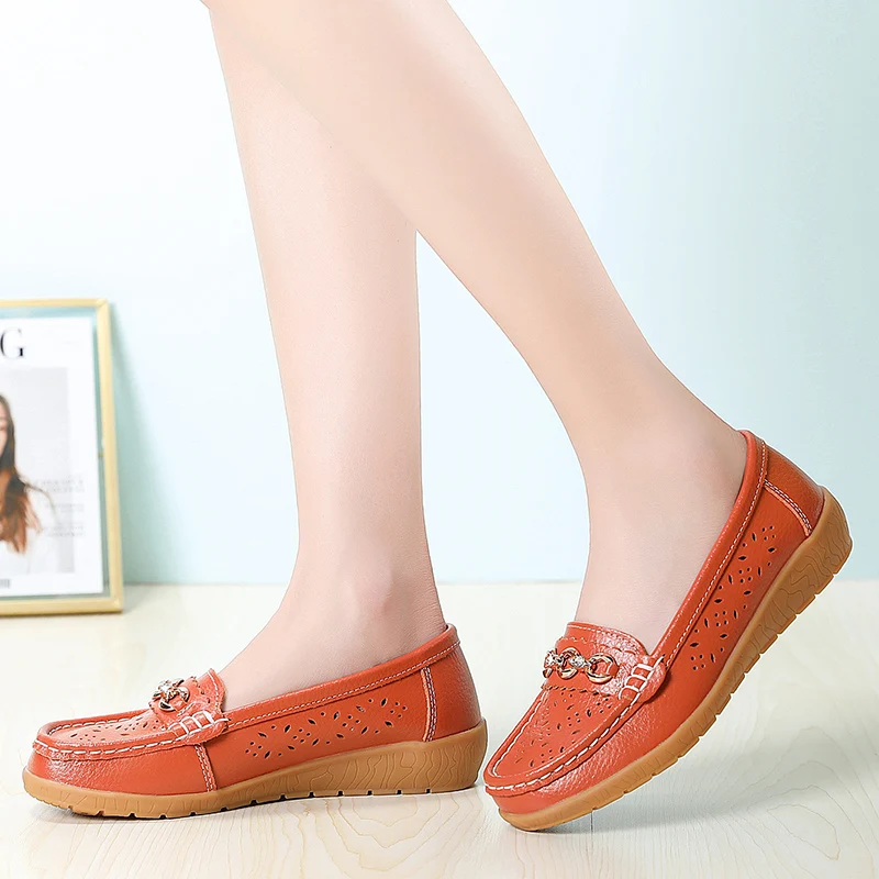 Summer Women Casual Flats Shoes Cut Out Loafer Office Slip-on Moccasins Plus Size 35-42 women shoes women flats casual shoes