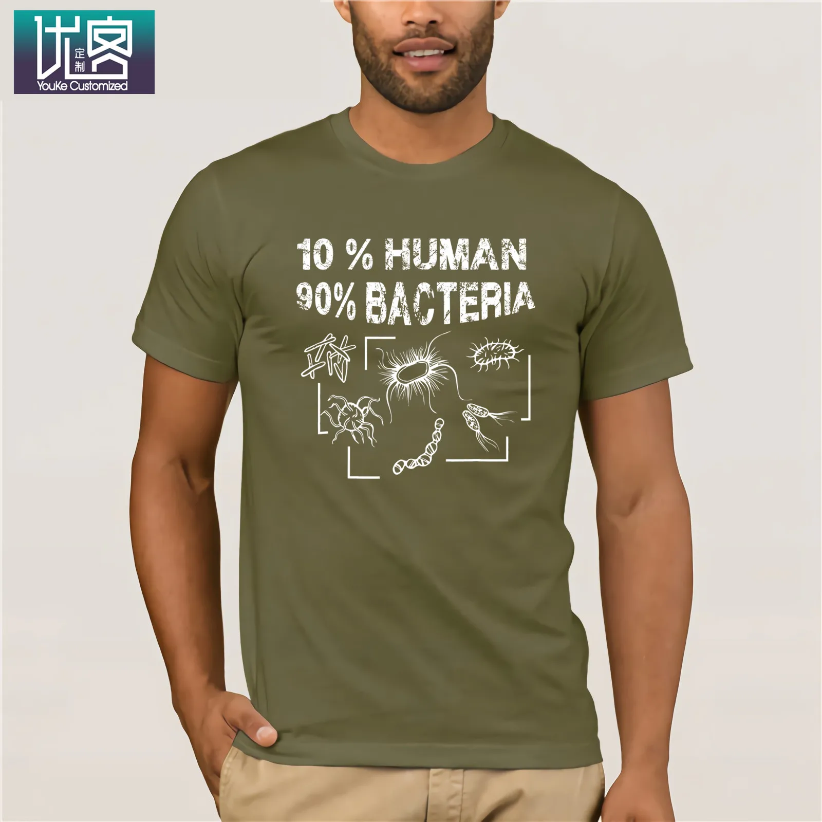 10% забавная футболка с микробиологией, 90% человека, бактерии, удивительные Уникальные повседневные футболки с коротким рукавом, одежда из хлопка, футболка