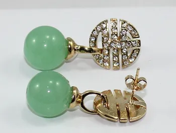 

good ER00132 12mm Classic Green Natural jade Drop Earring