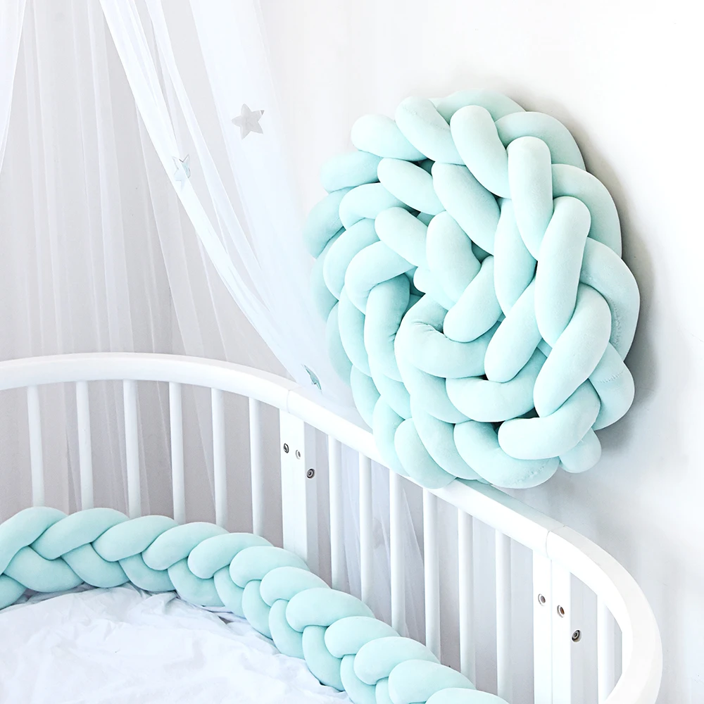 SHUJIN Baby Bumper Bed Braid Knot Pillow Cushion Bumper For Infant Baby Crib Protector Cot Bumper Room Decoration Baby Bedding - Цвет: 8