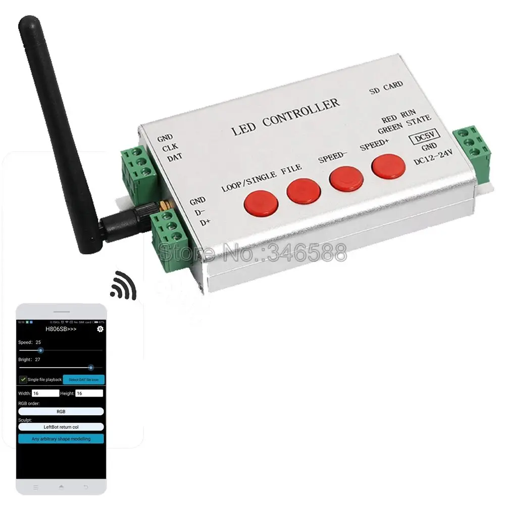 H806SB WiFi-SPI контрольный Лер поддержка 2048 пикселей DMX512 управление WS2812 WS2811 программируемый светодиодный контроллер Android/iOs управление приложением